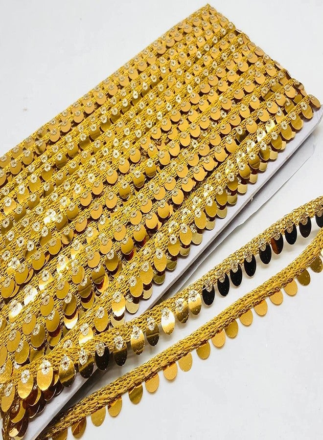 BriKSHi Designer Golden LACE 10MM (9METER) Used for Trims, Borders, Embroidered Laces, Applique, Fabric lace, Sewing Supplies, Cotton Work lace K-94 - Image 2